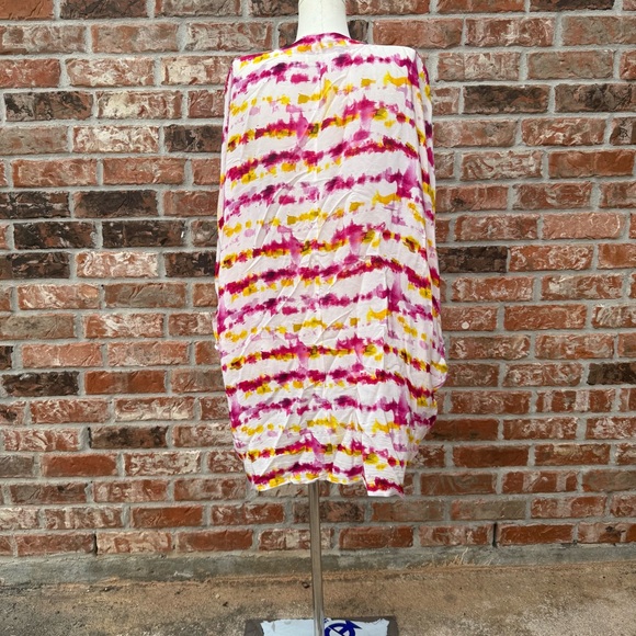 Anthropologie Pink and Yellow Kimono with Balloon Sleeves OS/Excellent condition - Picture 9 of 13